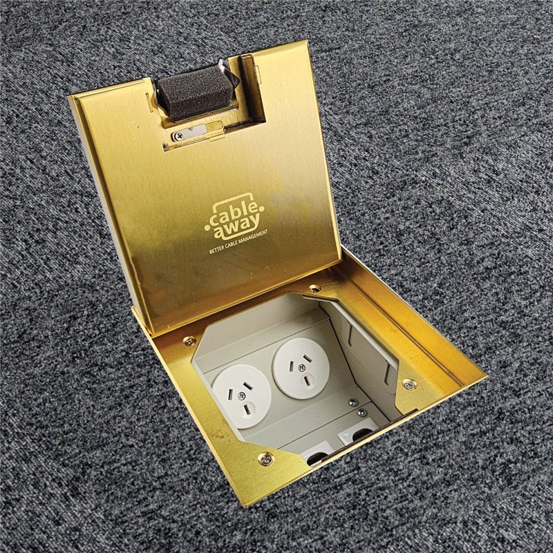 Floor Outlet Box 2 Power 3 Data 19mm Brass Recessed Lid 145 Series