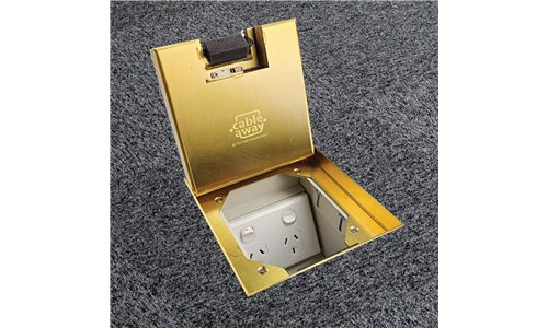 Floor Outlet Box 1 x Standard GPO 19mm Brass Recessed Lid 145 Series