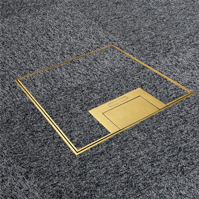 Floor Outlet Box 1 x Standard GPO 19mm Brass Recessed Lid 145 Series