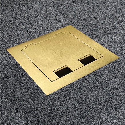 Floor Outlet Box 1 Standard GPO USB (1 X USB A & 1 X USB C) Brass Flush Square Edge Lid 145 Series 