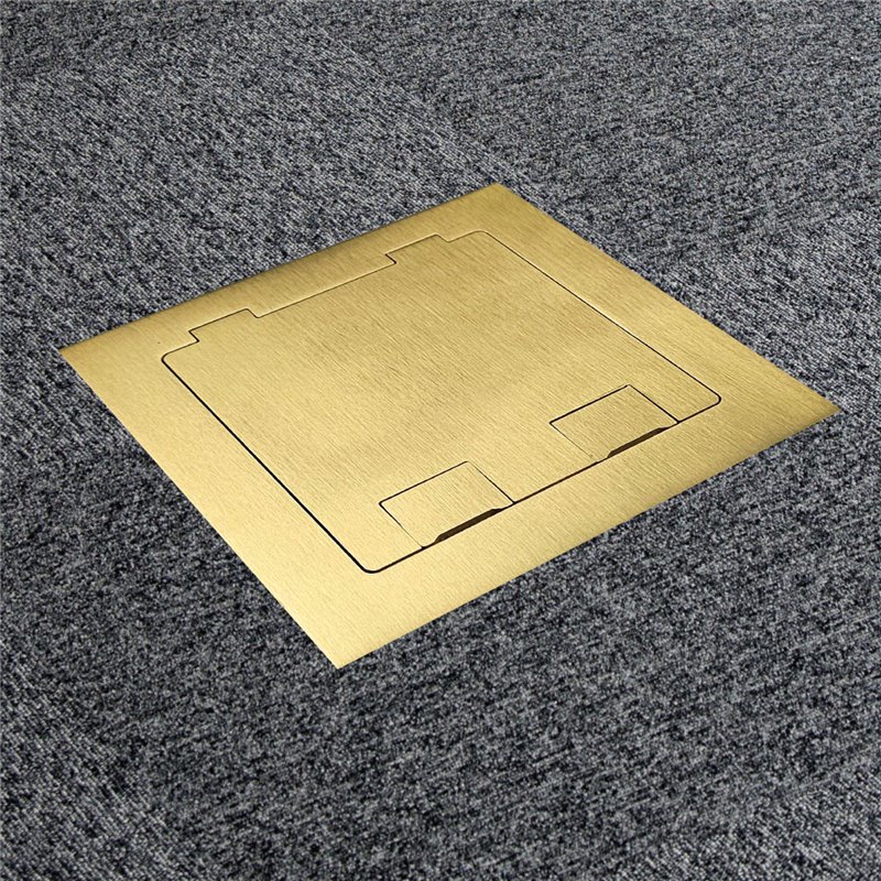 Floor Outlet Box 1 Standard DGPO  Brass Flush Square Edge Lid 145 Series