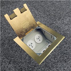 Floor Outlet Box 2 Power 3 Data Brass Flush Square Edge Lid 145 Series
