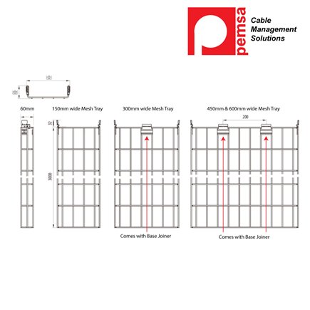 Rejiband Rapide 60mm x 450mm x 3m Mesh Tray EZ3, Electrogalvanised