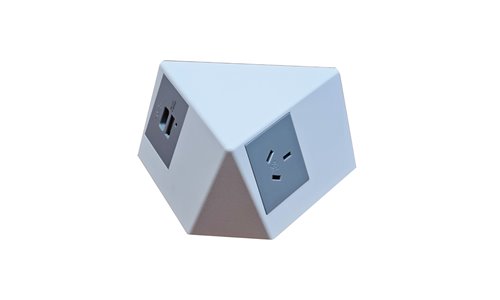 Tripod Table Box White complete with grey outlets