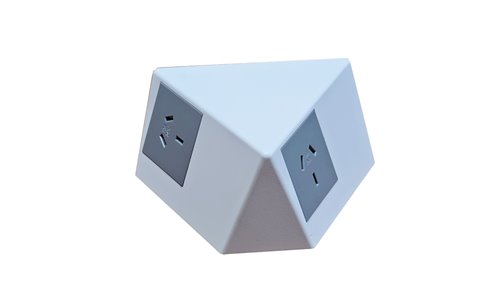 Tripod Table Box White complete with grey outlets