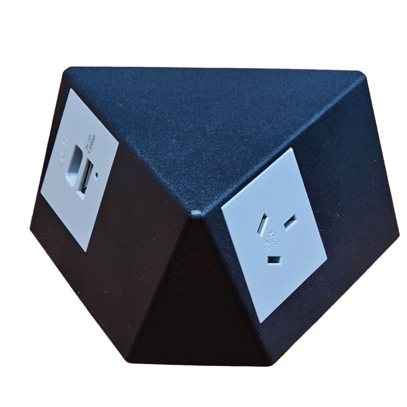 Tripod Table Box Black complete with grey outlets