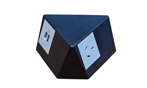 Tripod Table Box Black complete with grey outlets