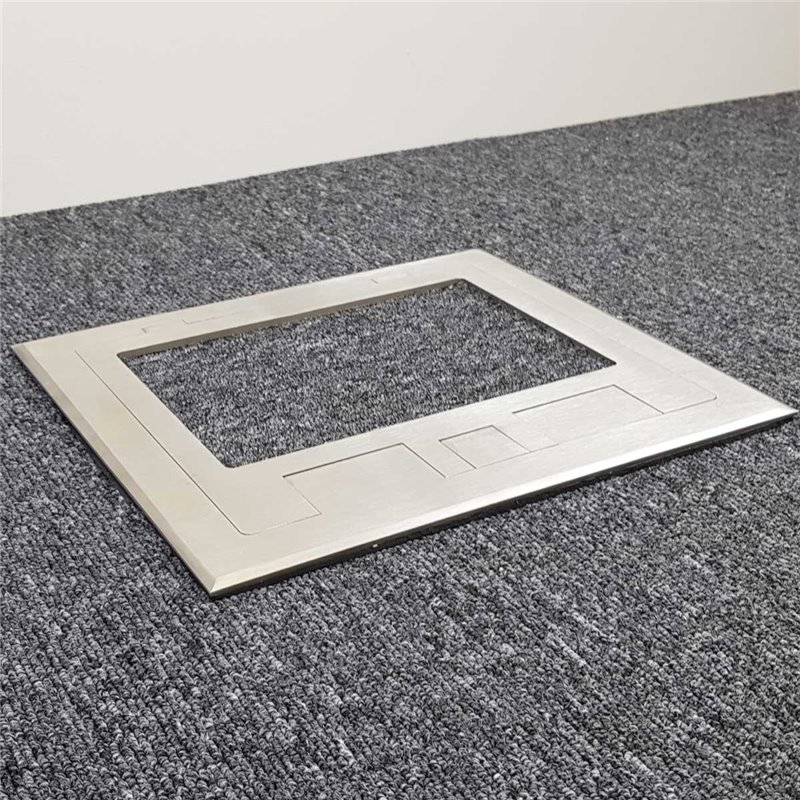 2 Power 4 Data Stainless Steel Recessed Lid  Floor Outlet Box