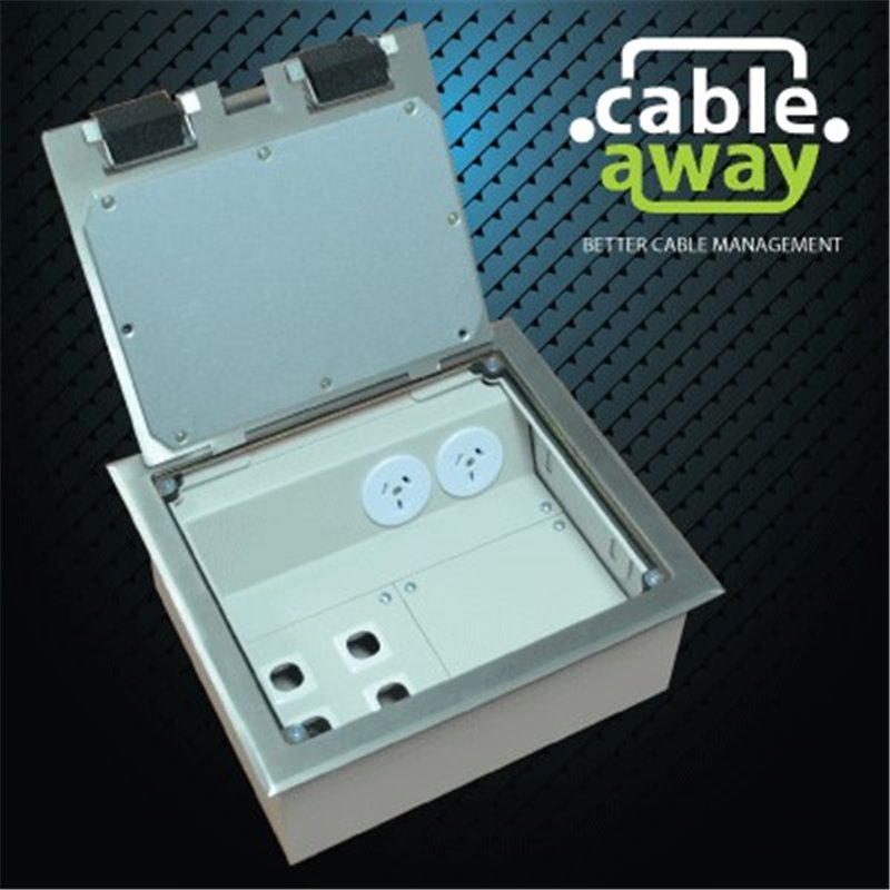 2 Power 4 Data Stainless Steel Recessed Lid  Floor Outlet Box