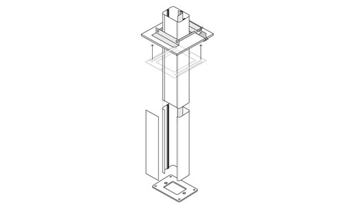 SERVICE COLUMN 85x50mm 3m 2 DIVISION (NATURAL ANODISED)
