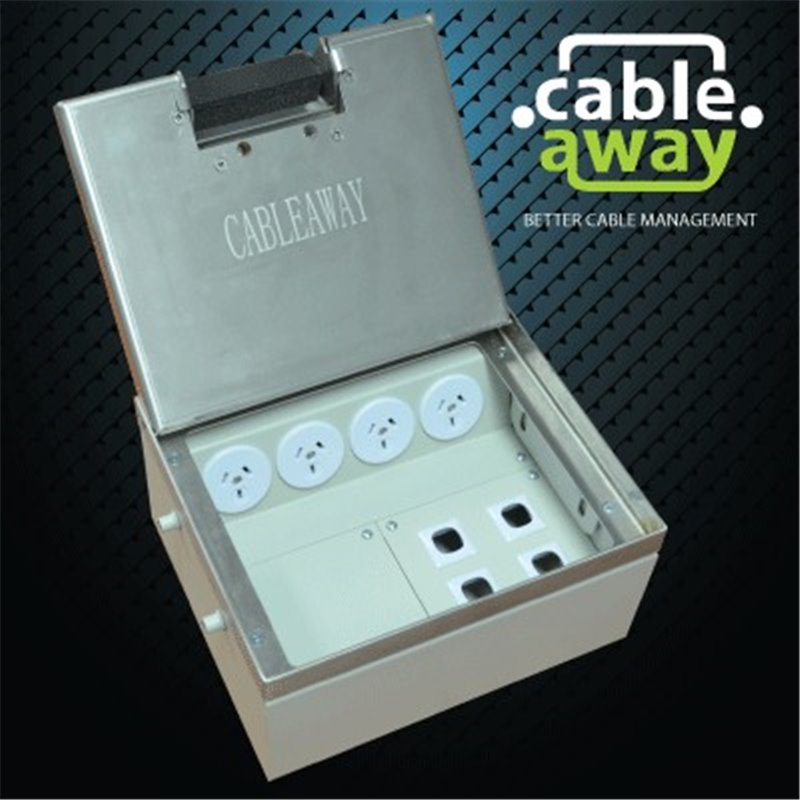 4 Power 4 Data Stainless Steel 19mm Recessed Lid  Floor Outlet Box