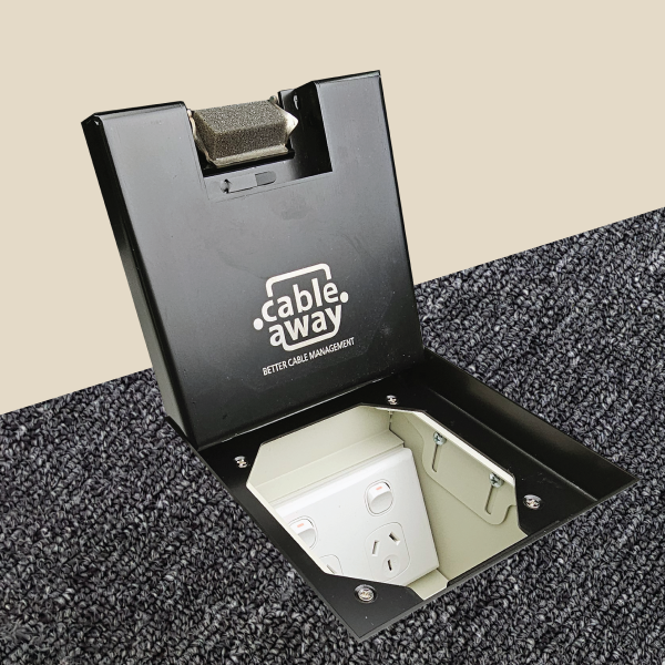 Floor Outlet Box 19mm Recessed Lid 1 Standard GPO Stainless Steel Black Flush 145 Series