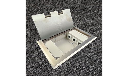 Floor Outlet Box 2 Power 3 Data Stainless Steel Flush 245 Series