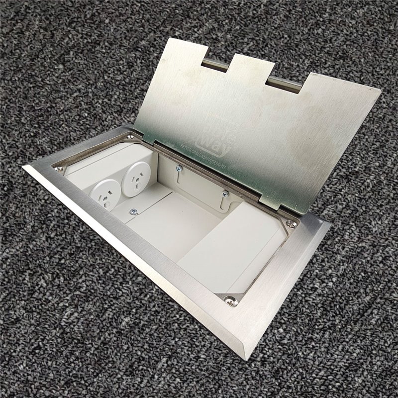 Floor Outlet Box 2 Power 3 Data Stainless Steel Flush 245 Series