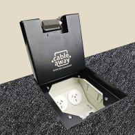 Floor Outlet Box 19mm Recessed Lid 2 Power 3 Data Stainless Steel Black  145 Series