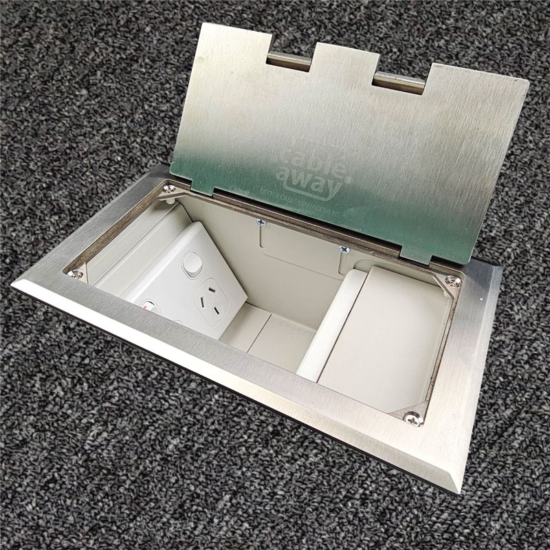 Floor Outlet Box 2 Standard Outlets Stainless Steel Flush 245 Series