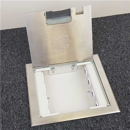 4 Power 4 Data Shallow Stainless Steel Flush Floor Outlet Box