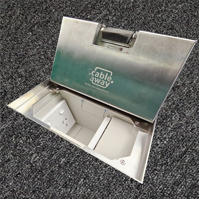 Floor Outlet Box 19mm Recess Stainless Steel Lid 2 Standard GPO 245 Series