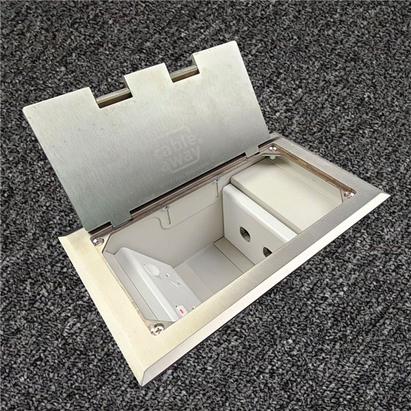 Floor Outlet Box 2 Standard GPO Stainless Steel Flush 245 Series