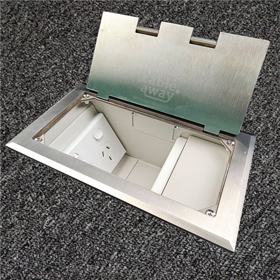 Floor Outlet Box 2 Standard GPO Stainless Steel Flush 245 Series