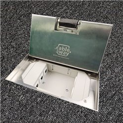 Floor Outlet Box 19mm Recess Stainless Steel Lid2 x Power 3 x Data Provisions 245 Series