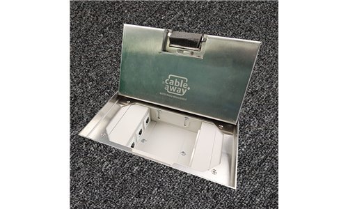 Floor Outlet Box 19mm Recess Stainless Steel Lid2 x Power 3 x Data Provisions 245 Series