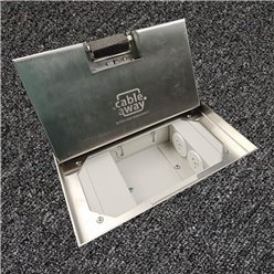 Floor Outlet Box 19mm Recess Stainless Steel Lid2 x Power 3 x Data Provisions 245 Series