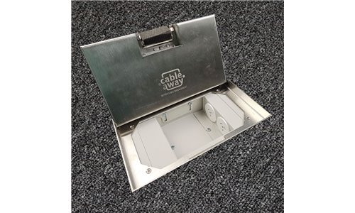 Floor Outlet Box 19mm Recess Stainless Steel Lid2 x Power 3 x Data Provisions 245 Series