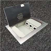 Floor Outlet Box 2 x 10amp Auto Swiched Outlets 3 x Data Provisions - Stainless Steel Flush Square Edge 245 Series (Shallow)