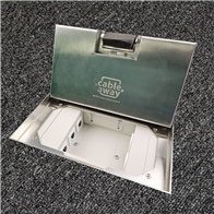 Floor Outlet Box 2 x 10amp Auto Swiched Outlets 3 x Data Provisions - Stainless Steel Ressessed (19mm) 245 Series (Shallow)