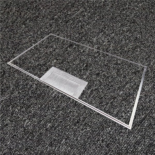 Floor Outlet Box 2 x 10amp Auto Swiched Outlets 3 x Data Provisions - Stainless Steel Ressessed (19mm) 245 Series (Shallow)