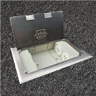 Floor Outlet Box 4 x 10amp Auto Swiched Outlets - Stainless Steel Flush Lid 245 Series (Shallow)
