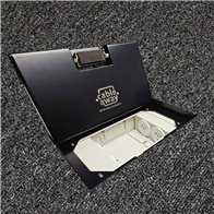 Floor Outlet Box 4 x 10amp Auto Swiched Outlets - Stainless Steel Black Ressessed (19mm) Lid 245 Series (Shallow)