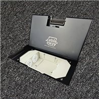 Floor Outlet Box 4 x 10amp Auto Swiched Outlets - Stainless Steel Black Ressessed (19mm) Lid 245 Series (Shallow)