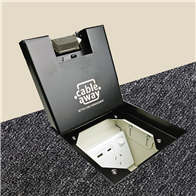 Floor Outlet Box 1 Standard GPO  USB Charge (1 x USB-A and 1 x USB-C) Stainless Steel Black Flush 145 Series
