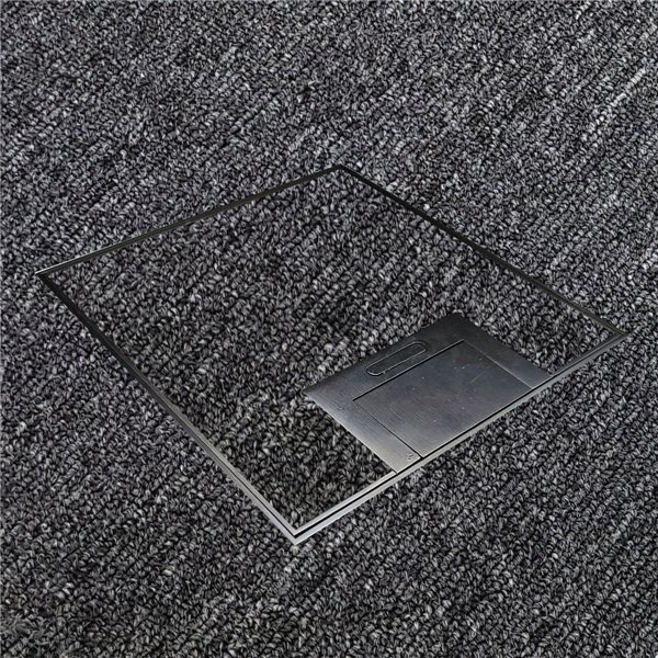 Floor Outlet Box 1 Standard GPO  USB Charge (1 x USB-A and 1 x USB-C) Stainless Steel Black Flush 145 Series