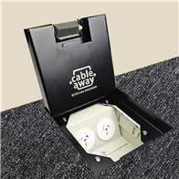 Floor Outlet Box 2 x Power 3 x Data  Stainless Steel Black 19mm Ressessed Lid 145 Series