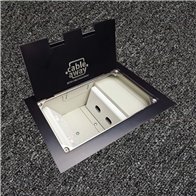 Floor Outlet Box 2 x Standard Outlets- Stainless Steel Black Flush Lid 245 Series (Shallow)