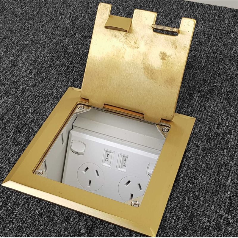 Floor Outlet Box 1 Standard GPO Brass Flush 145 Series