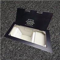 Floor Outlet Box 2 x Standard Outlets- Stainless Steel Black Flush Lid 245 Series (Shallow)