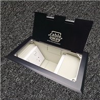 Floor Outlet Box 2 x Standard Outlets- Stainless Steel Black Flush Lid 245 Series (Shallow)