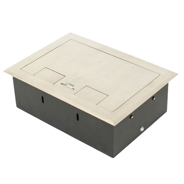 Floor Box 8 x Auto Swiched Power Outlets + Data Provisions Stainless Steel Heavy Duty Flush Lid (Soft Close)