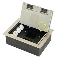 Floor Box 8 x Auto Swiched Power Outlets + Data Provisions Stainless Steel Heavy Duty Flush Lid (Soft Close)