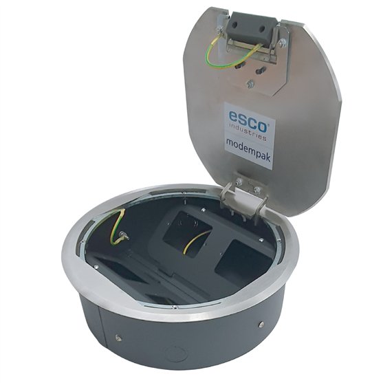 Floor Box 4 x Standard Outlet Provisions Round Stainless Steel Flush Lid (Soft Close)