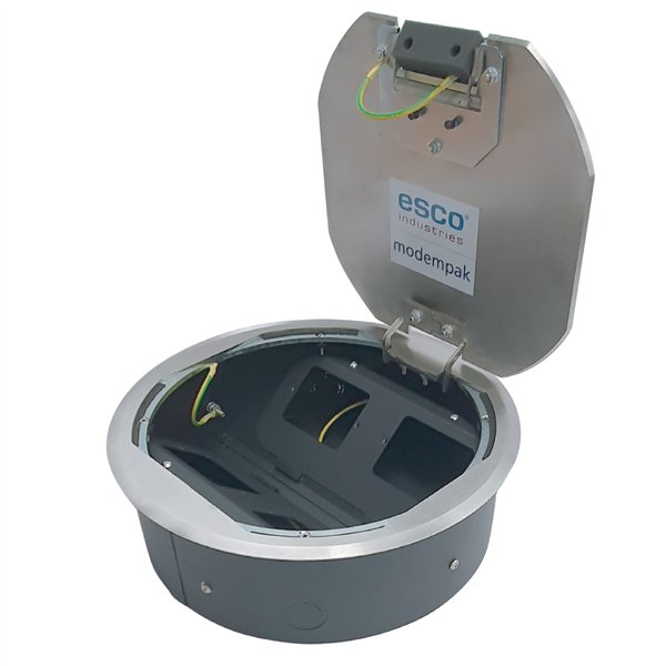 Floor Box 4 x Standard Outlet Provisions Round Stainless Steel Flush Lid (Soft Close)