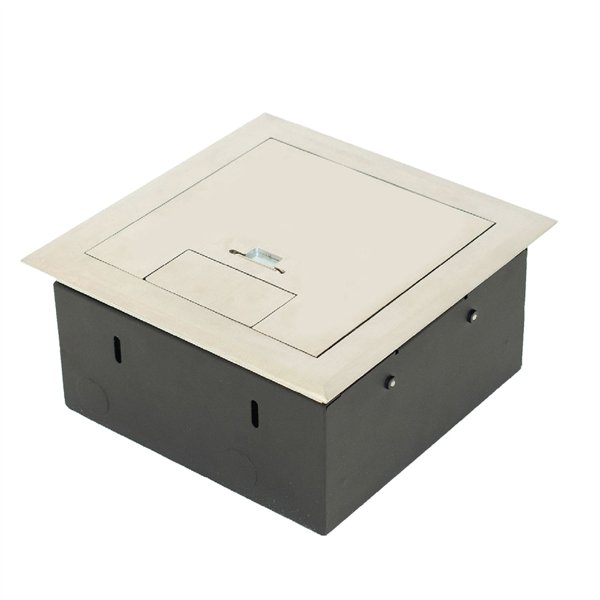 Floor Box 4 x Auto Swiched Power Outlets + Data Provisions Stainless Steel Heavy Duty Flush Lid (Soft Close)
