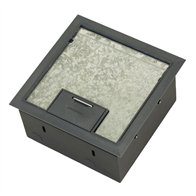 Floor Box 4 x Auto Swiched Power Outlets + Data Provisions Stainless Steel Heavy Duty Flush Lid (Soft Close)