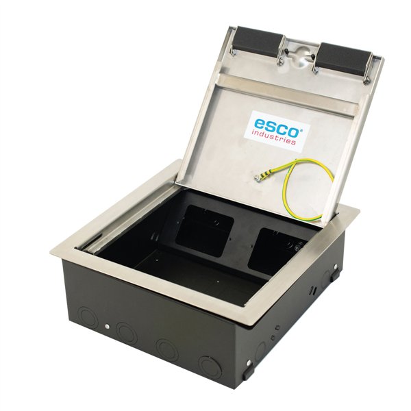 Floor Box 4 x Standard Outlet Provisions Round Stainless Steel Flush Lid (Soft Close)