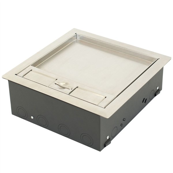 Floor Box 4 x Standard Outlet Provisions Stainless Steel Flush Lid (Soft Close)