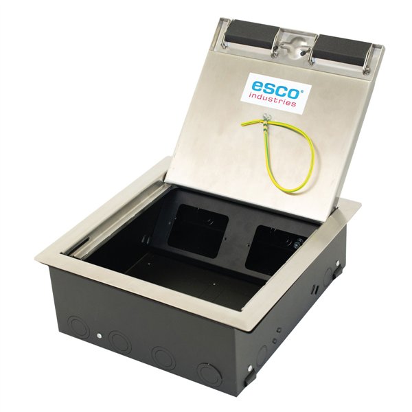 Floor Box 4 x Standard Outlet Provisions Stainless Steel Flush Lid (Soft Close)